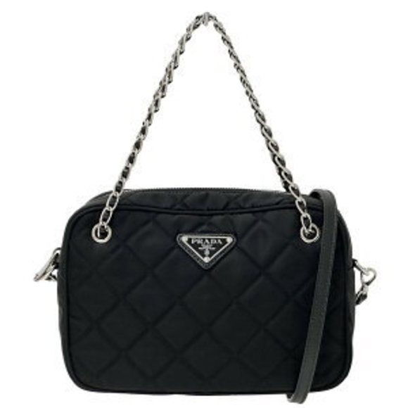 Prada bag nylon Shoulder Bag black quilted chain crossbody - Picture 1 of 8